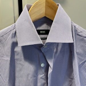 Men’s purple check button down 15x32/33